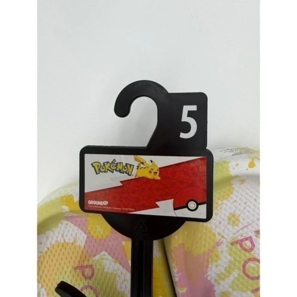 Pokémon Pikachu Slides Sandals – Size 5 – Yellow & Pink Star Design 0074